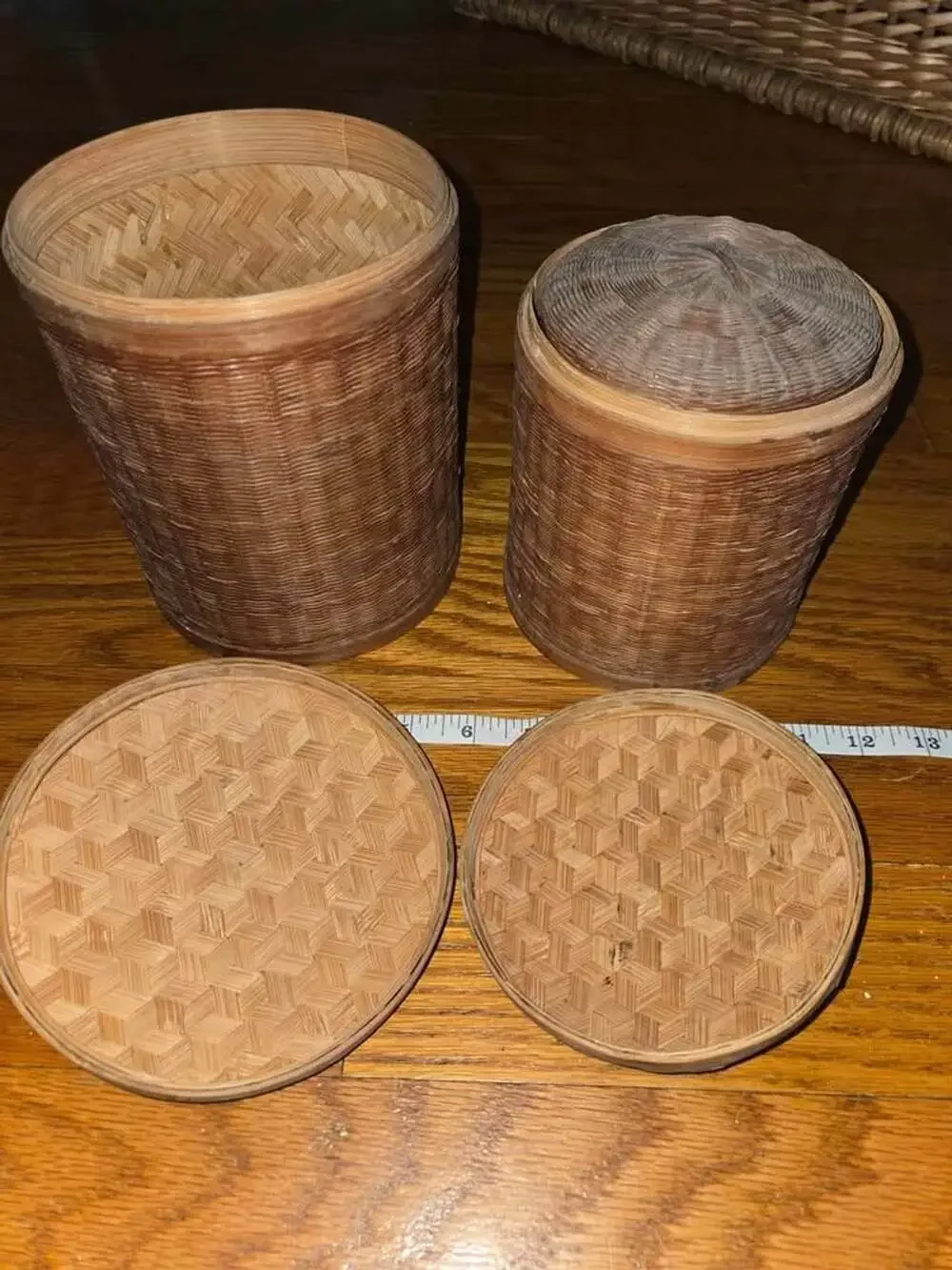 Vintage wicker nesting boxes - set of 3